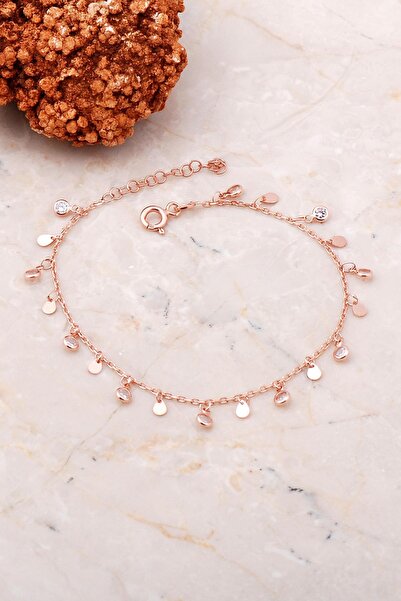 Sümer Telkari Pullu Sallantılı Taşlı Damla Rose Gümüş Bileklik 3730