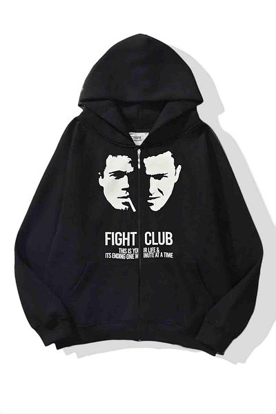 Carpe Fight Club 3 - Oversize Hooded Sweatshirt, Yarn Denim