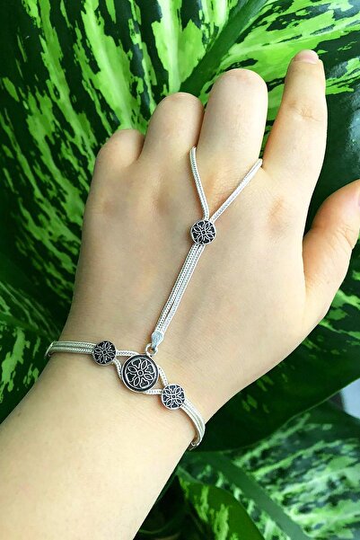 Sümer Telkari Hasır Örgü Şahmeran Gümüş Yüzüklü Bileklik 33