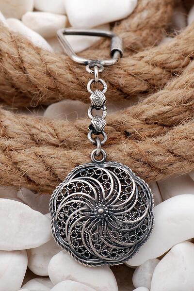 Sümer Telkari Telkari Işlemeli Elişi Oksitli Gümüş Anahtarlık 167