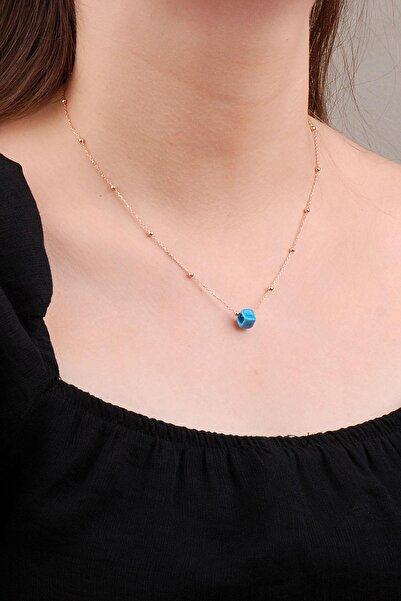 Sümer Telkari Turkuaz Sıra Toplu Rose Gümüş Kolye 6647