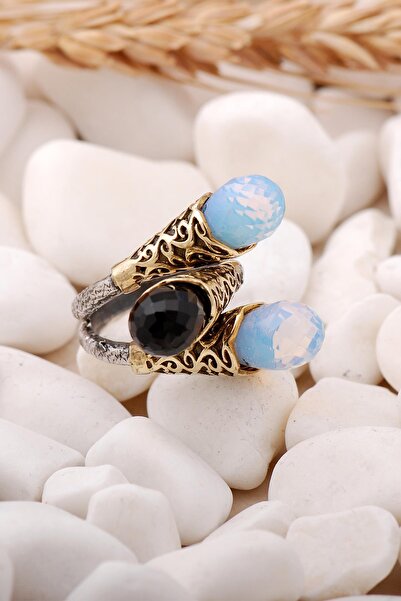 Sümer Telkari Oniks ve Ay Taşlı Gümüş Yüzük 187