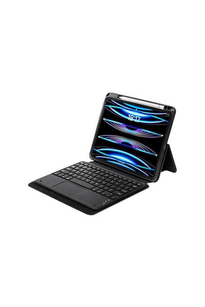 AktarMobile iPad Pro 11 M4 2024 Uyumlu Klavyeli Kılıf Standlı Bluetooth Klavye Trackpad Keyboard