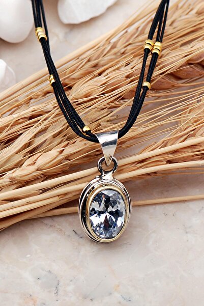 Sümer Telkari Kuvars Taşlı Tel Sarma Elişi Gümüş Kolye 7418