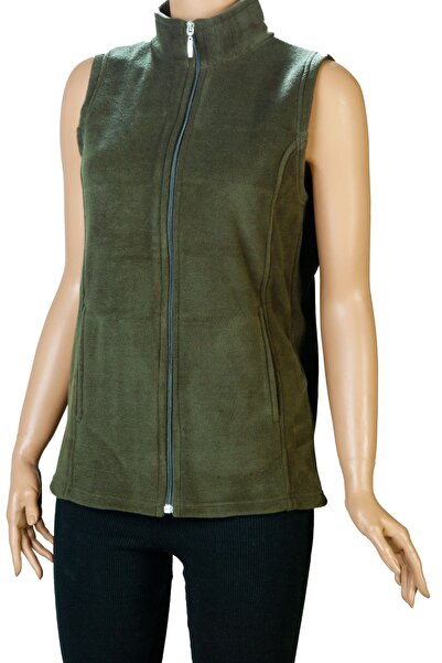 Giyimde Evrim Kadın Haki Polar Yelek