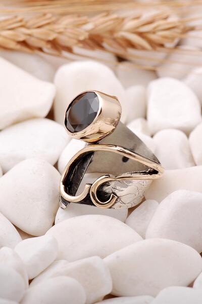 Sümer Telkari Oniks Taşlı Çekiç Dövme Elişi Gümüş Yüzük 3475