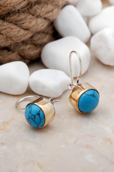 Sümer Telkari Firuze Taşlı Elişi Gümüş Küpe 55