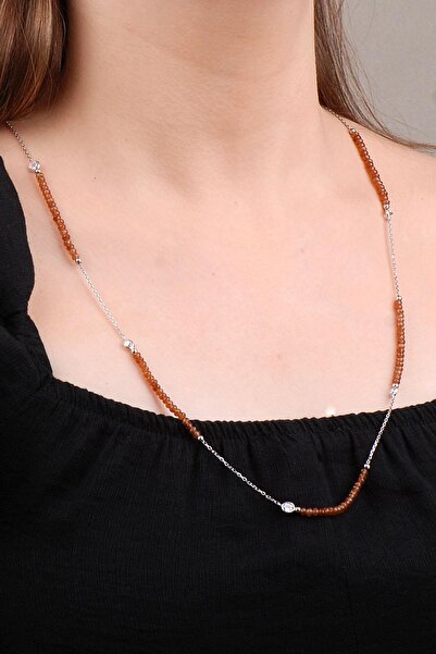 Sümer Telkari Yemen Akik Taşlı Dizgi Gümüş Kolye 6645