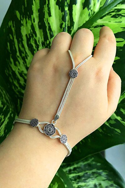 Sümer Telkari Hasır Örgü Şahmeran Gümüş Yüzüklü Bileklik 28