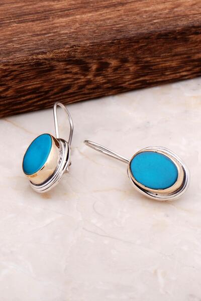 Sümer Telkari Turkuaz El Yapımı Tasarım Gümüş Küpe 4886