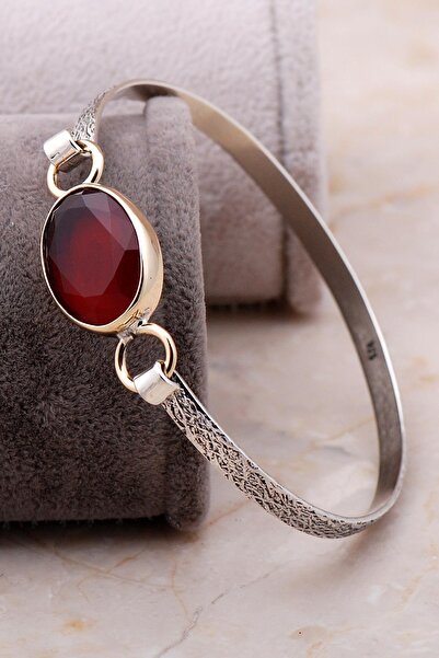 Sümer Telkari Kök Yakut Dövme Elişi Tasarım Gümüş Bilezik 3796