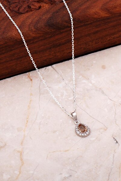 Sümer Telkari Renk Değiştiren Sultan Taşlı Mini Damla Kolye 7033