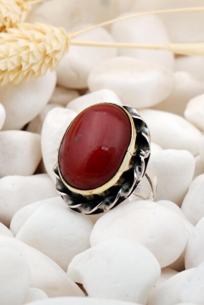 Sümer Telkari Yakut Taşlı Elişi Gümüş Yüzük 11