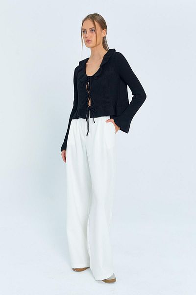 Mixray 6899 Model Black Women's Cardigan - Front Lace