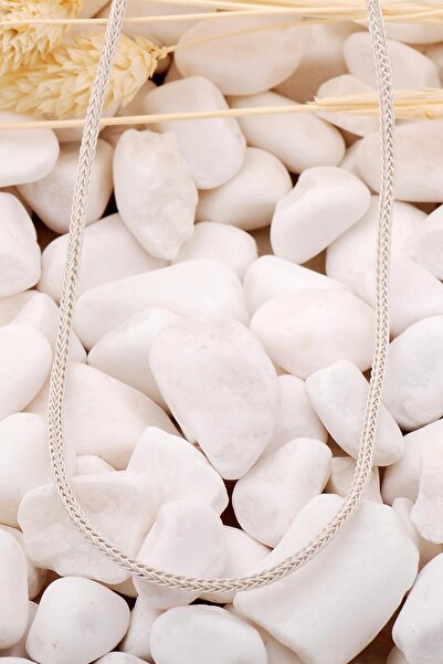 Sümer Telkari Kazaziye İşlemeli 50 Cm Gümüş Zincir Kolye 7391