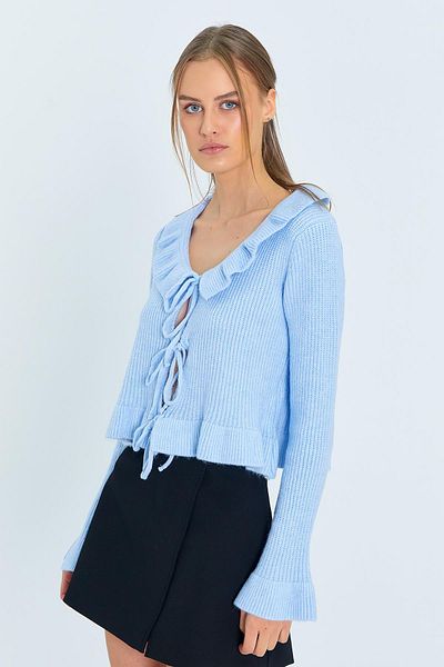 Mixray Cardigan de damă model 6899 Baby Blue - Cu dantelă în față