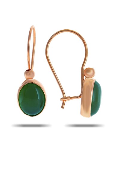 Sümer Telkari Yeşim Taşlı Rose Gümüş Küpe 5524