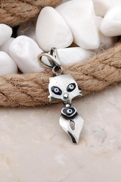 Sümer Telkari Nazar Boncuklu Kedi Gümüş Kolye Ucu 201