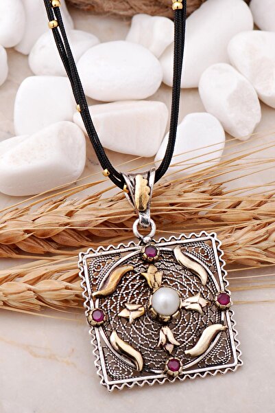 Sümer Telkari İnci Taşlı Telkari İşlemeli Laleli Gümüş Kolye 109