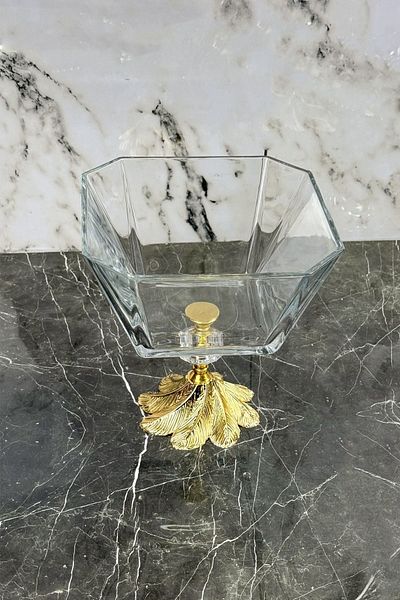 MAY HOME Candy Footed Karen Glass Salad Presentation Bowl & Footed Appetizer Presentation Bowl