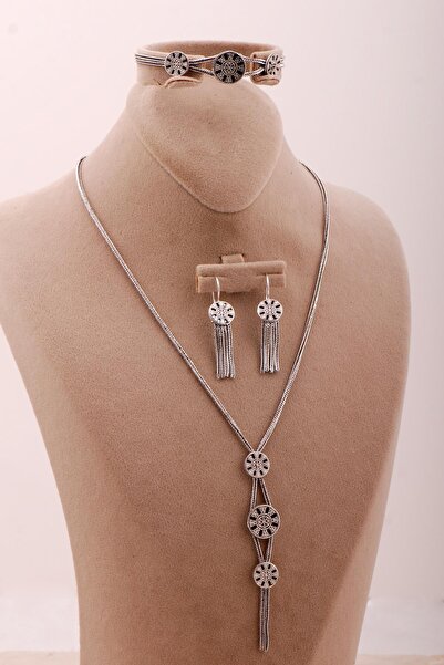 Sümer Telkari Midyat Hasırı Örme Anadolu Motifli Gümüş Set 2710