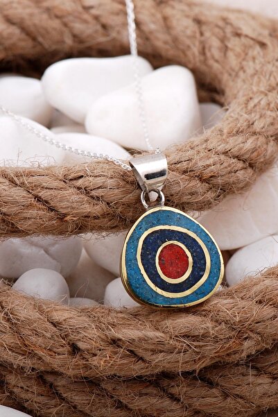 Sümer Telkari Mozaik Işlemeli Renkli Gümüş Kolye 7630