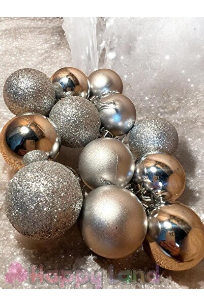 Happyland Christmas Tree Decoration 4 Cm Silver Ball 24 Pieces Silver Colored...
