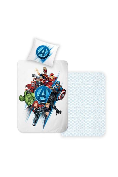Disney Collection Avengers Wendebettwäsche-Set 140x200 - Kopfkissenbezug 65x65, 100% Baumwolle