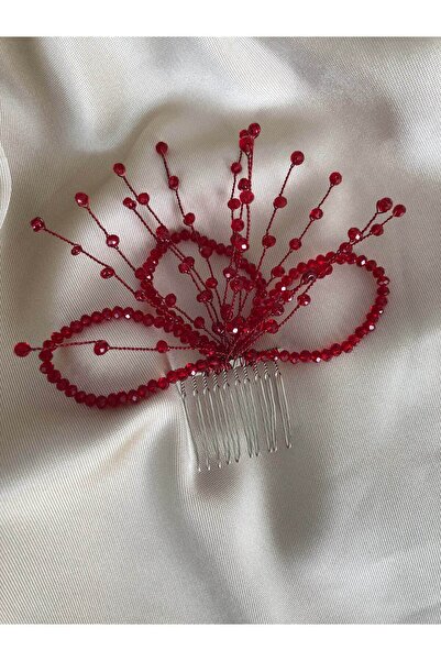 DOĞA ART STORE Κόκκινο κρυστάλλινο κλιπ μαλλιών με μοντέλο λωτού