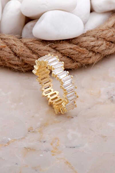 Sümer Telkari Baget Zirkon Taşlı Tamtur Altın Yaldızlı Gümüş Yüzük 3526