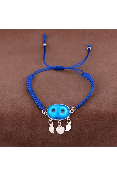 Sümer Telkari Süryani Nazar Boncuğu Makrome Gümüş Bileklik 2057
