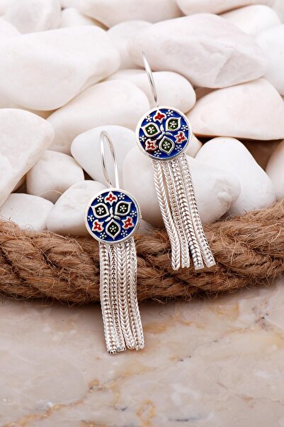 Sümer Telkari Anadolu Motifli Mineli Elişi Hasır Gümüş Küpe 5939