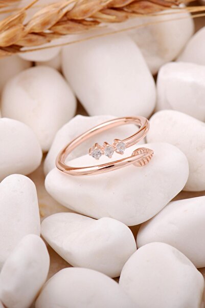 Sümer Telkari Yaprak Tasarım Rose Ince Gümüş Yüzük 3306