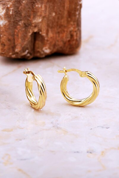 Sümer Telkari 17 Mm Burgu Altın Kaplama Gümüş Halka Küpe 7044