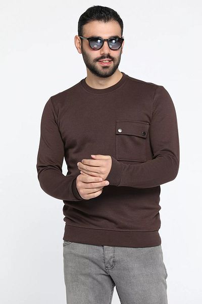 MİSHAR İTALİA Ανδρικό φούτερ Coffee Crew Neck Pocket
