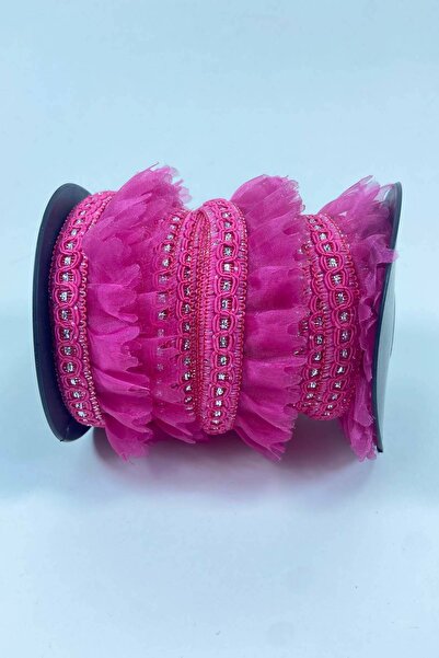 Hobigram Φούξια Ασημί Glittery Edge Ruffle Edge Υλικό Διακοσμητικό Πλάτος 3 cm Μήκος 1 μέτρο – Διακοσμητική κορδέλα – De