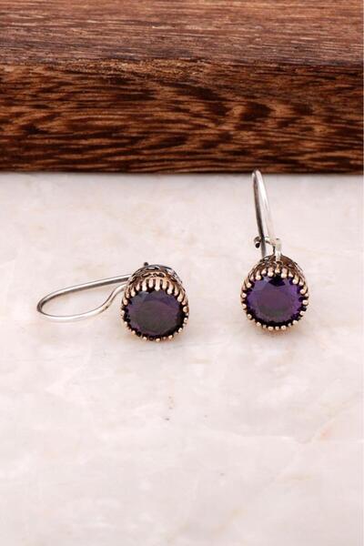 Sümer Telkari Ametist Taşlı Elişi Gümüş Küpe 4234