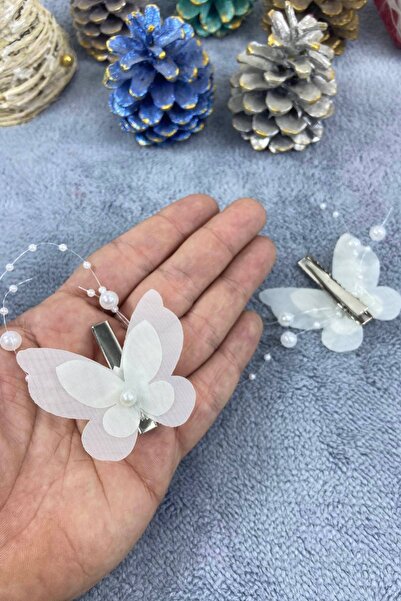 Hobigram Handmade Cream Butterfly Buckle Organization Girl Buckle Hair Accessory Children's Buckle – Hair Band