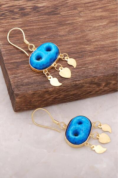 Sümer Telkari Süryani Nazar Boncuğu Altın Yaldızlı Gümüş Küpe 1908