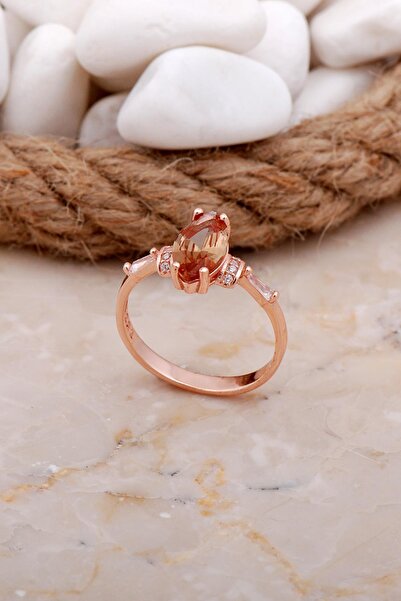 Sümer Telkari Renk Değiştiren Sultan Taşlı Mekik Rose Gümüş Yüzük 3556