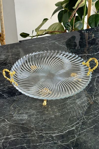 MAY HOME Glass Cake Pastry Cookie - Serving Tableware Presentation Plate with Base Legs