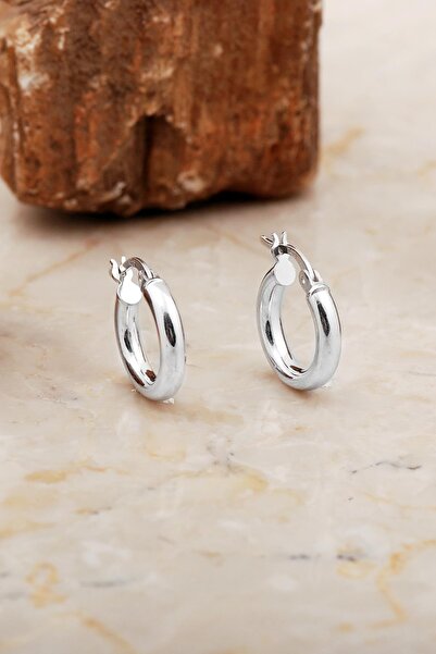 Sümer Telkari 15 Mm Bombeli Rodyumlu Gümüş Halka Küpe 7043