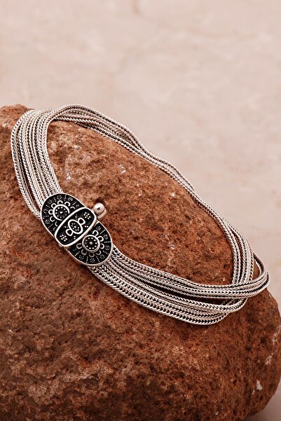 Sümer Telkari Mardin Güneşi Hasır Elişi Oksitli Tasarım 925 Ayar Gümüş Bilekl...