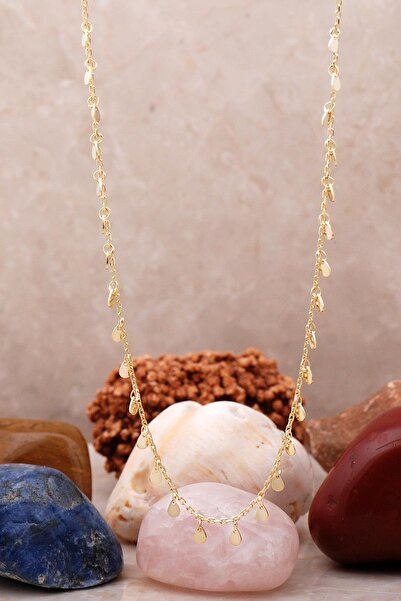 Sümer Telkari Damla Pullu Altın Yaldızlı Gümüş Choker Kolye 7245