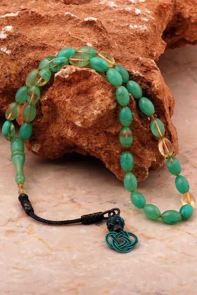 Sümer Telkari Master Work Moire - Silver Prayer Beads Kazaziye, Fire Amber 364