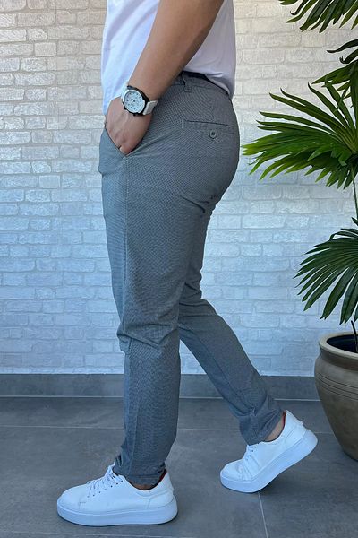 MİSHAR İTALİA Ανδρικό παντελόνι Jogger με γκρι λεπτομέρεια με κορδόνι στη μέση