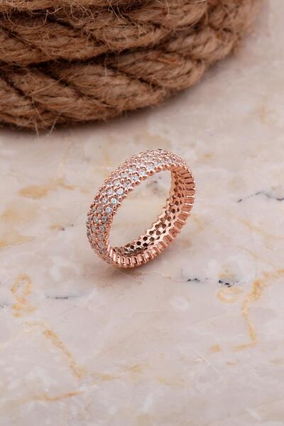 Sümer Telkari Tamtur Üç Sıra Rose Gümüş Yüzük 2658