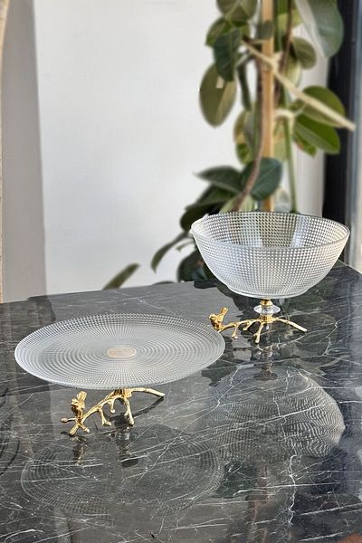 MAY HOME Gold Dal Series Cake Cookie Salad Presentation Set
