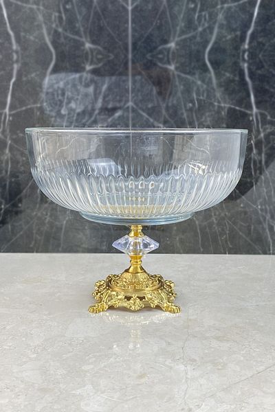 MAY HOME Tokyo Gold Footed Presentation Bowl & Fruit Salad Presentation Serving Bowl Large Size