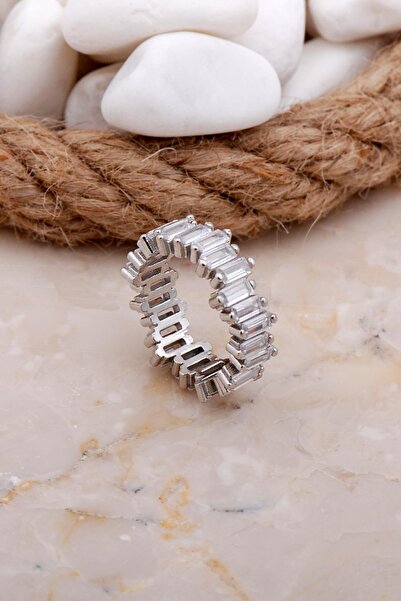 Sümer Telkari Baget Zirkon Taşlı Tamtur Rodyumlu Gümüş Yüzük 3527